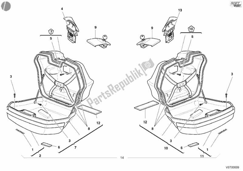 Toutes les pièces pour le Sacoches Latérales du Ducati Sport ST4 S 996 2001
